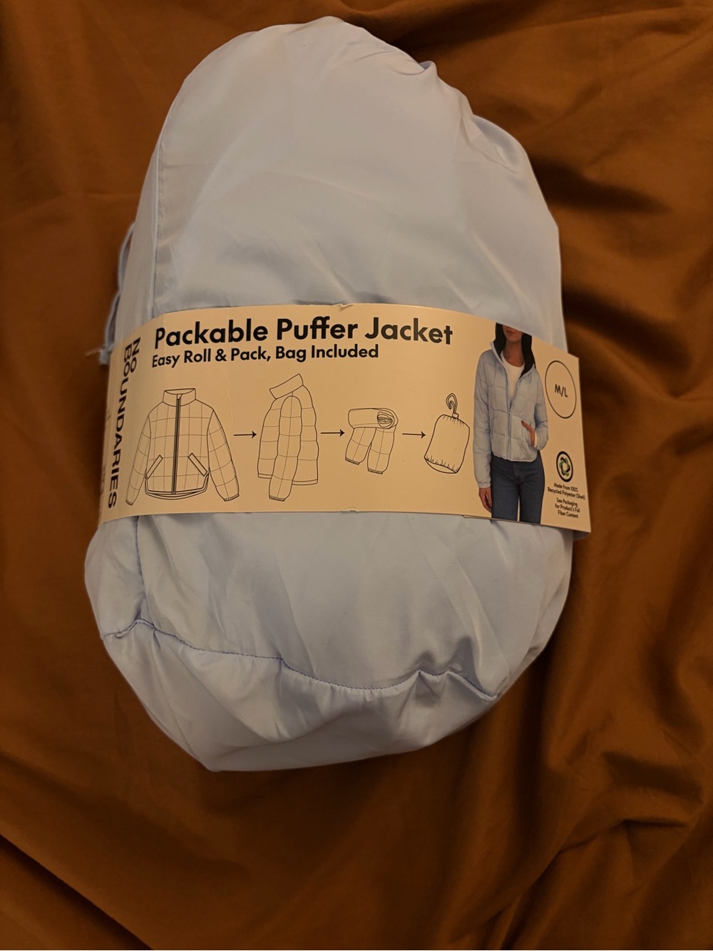 Packable Puffer Jacket - Light Blue
